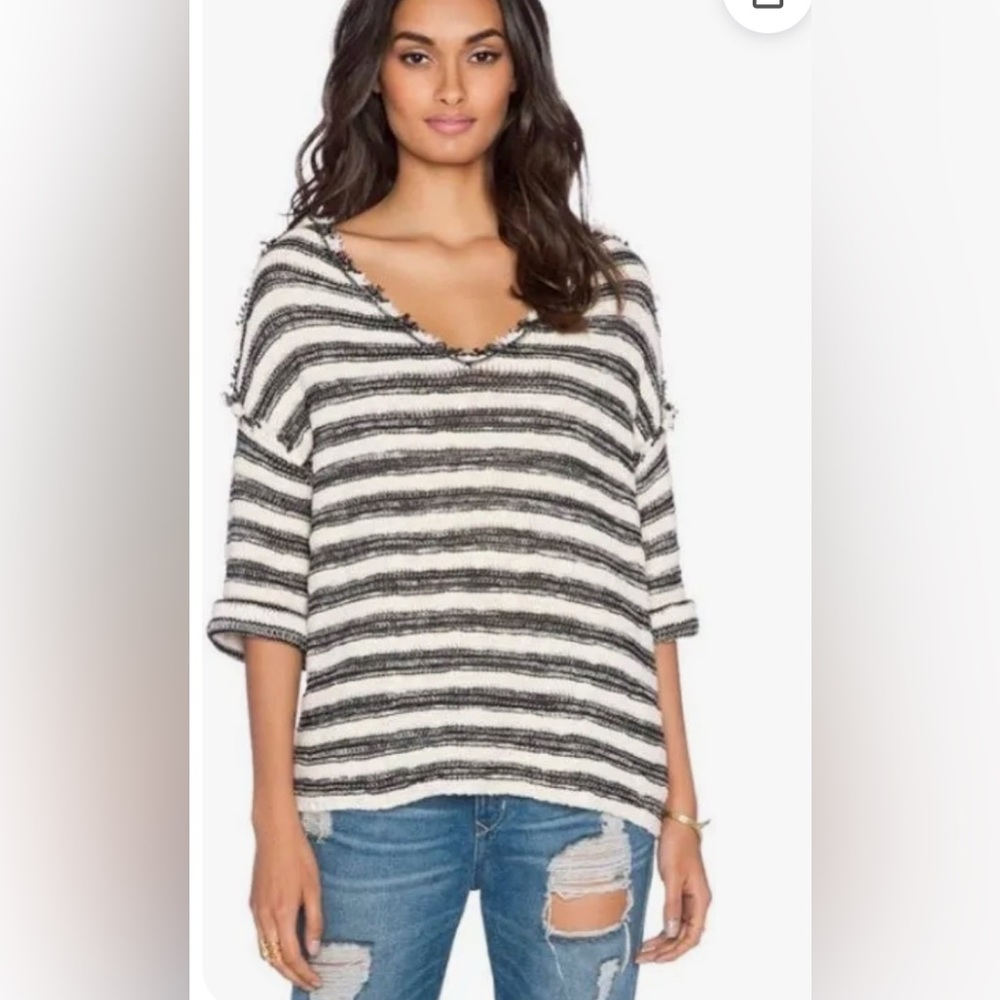 Free People Spells Trouble Striped Pullover Sweater